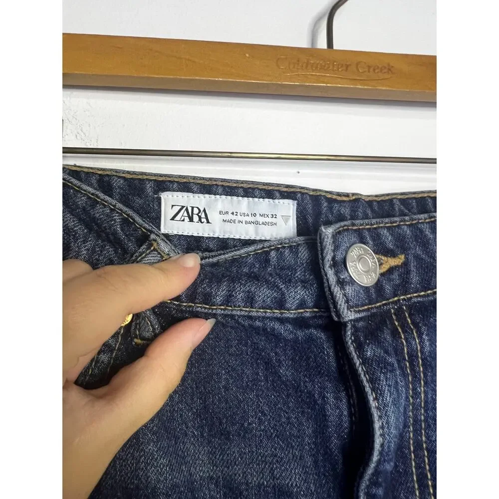 Zara Barrel Jeans dark wash Size 10 Waist 32 inches, inseam 26 inches - Picture 5 of 7